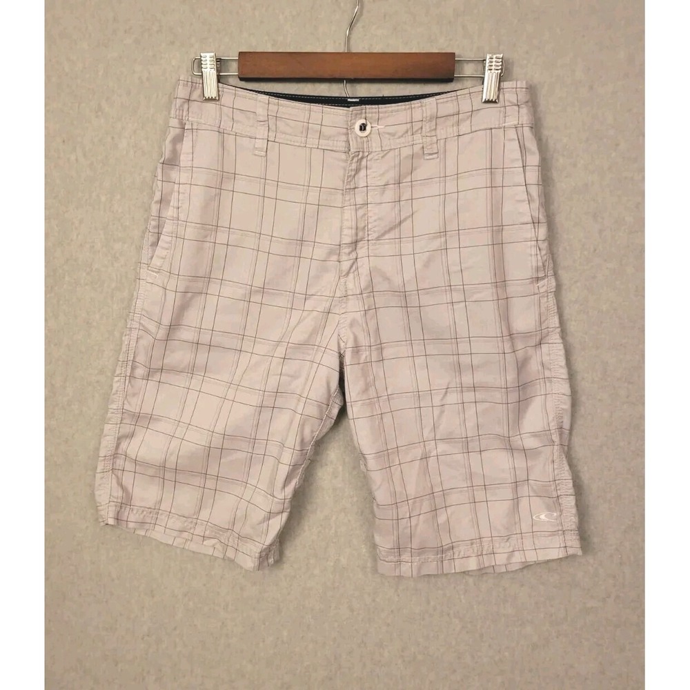 O'Neill Hybrid Shorts Mens 30 Gray Board Shorts Plaid Moisture Wick Breathable